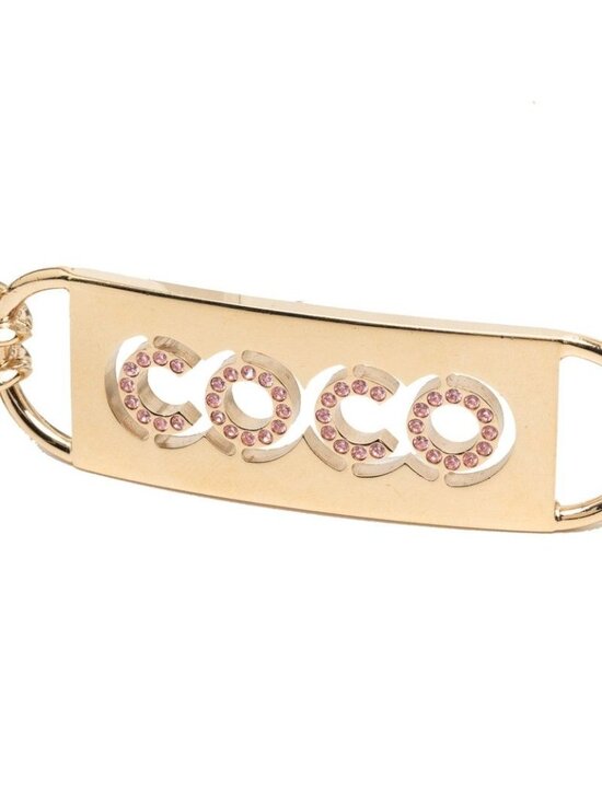 Chanel CC Logo Chain Belt Gold Pink Plated Line Stone main image 5